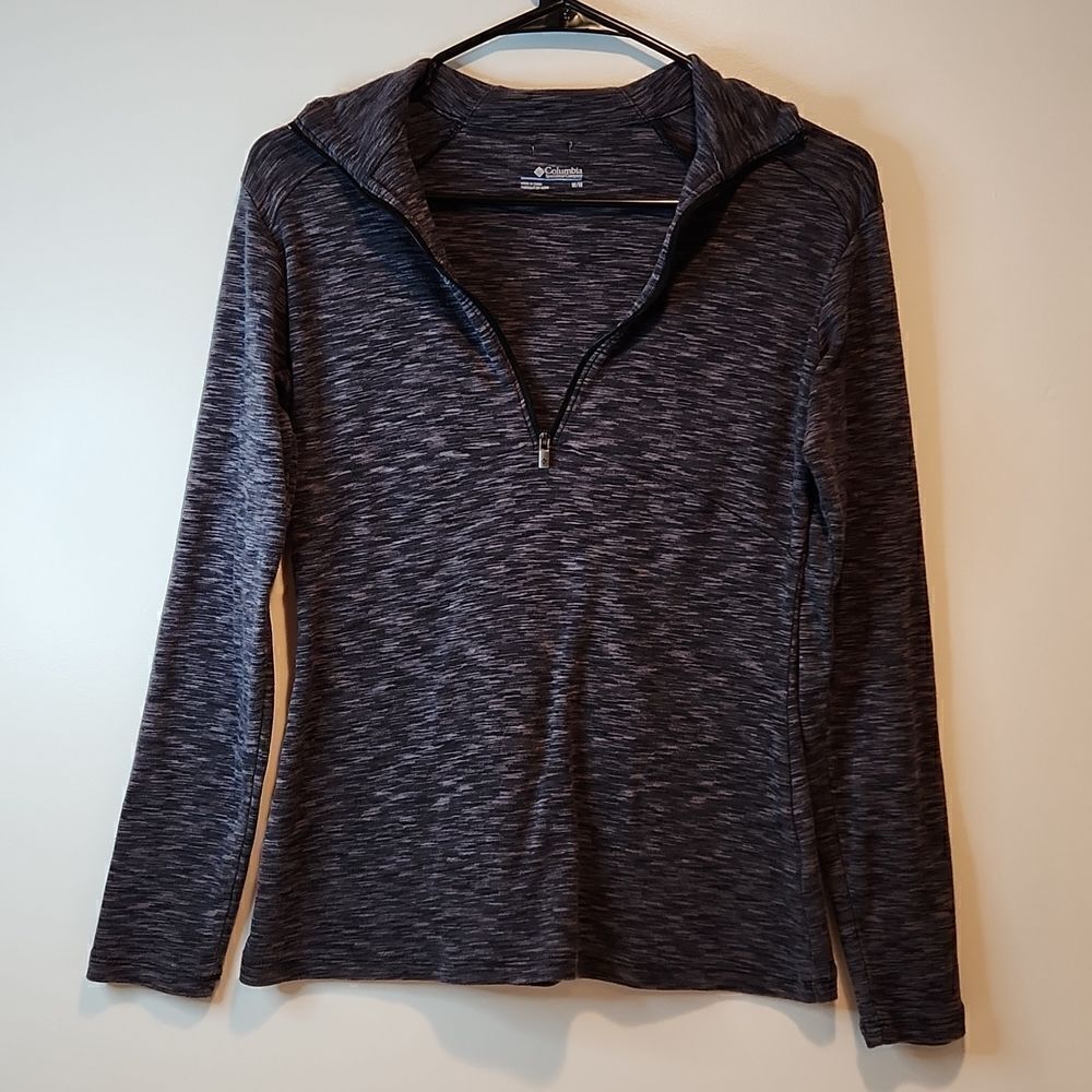 Columbia 1/2 Zip Pullover Long Sleeve Shirt Women's Size Medium Black/Gray EUC